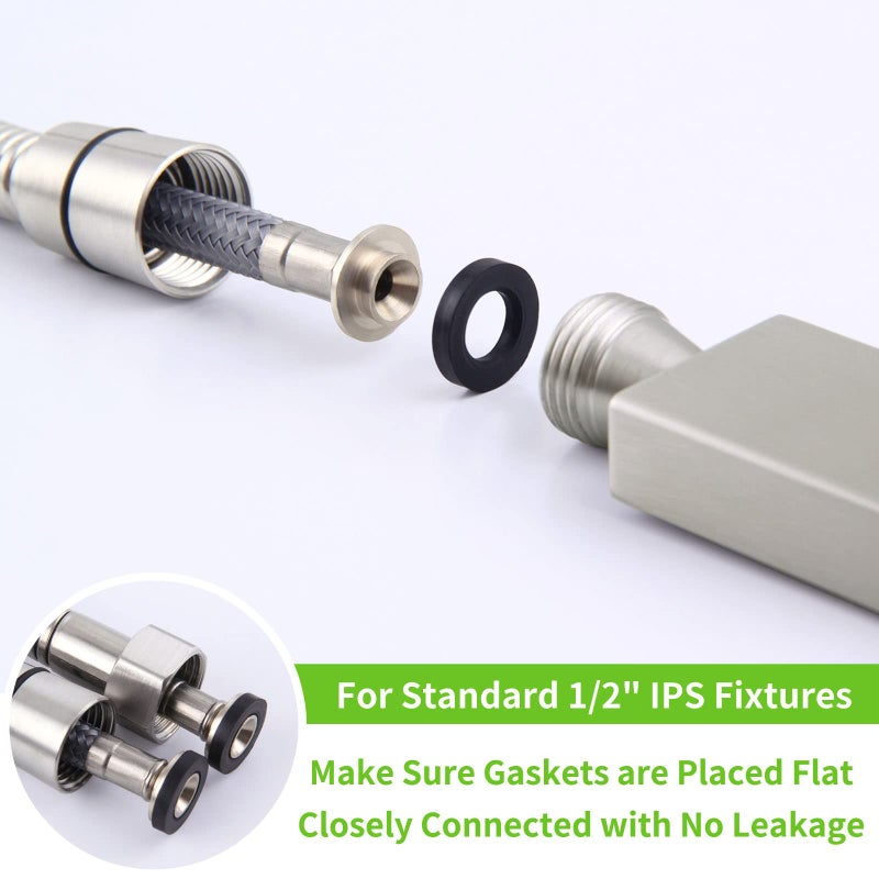 Angle Simple Handheld Shower Hose 79", Angle Simple Stainless Steel Flexible Shower Sprayer Hose, Replacement Shower Hose 1/2" IPS, Shower Extension Hose, Brushed Nickel - Image 4